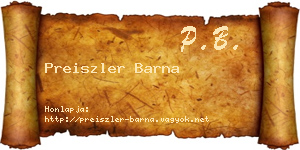 Preiszler Barna névjegykártya